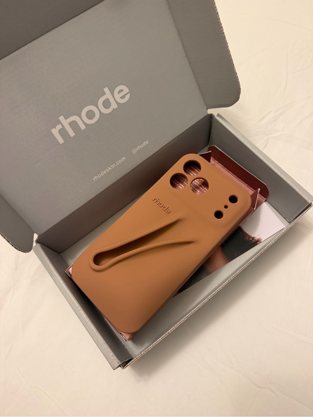 rhode iPhone 17 pro max  Brown Silicone Phone Case with Strap - Protective Grip